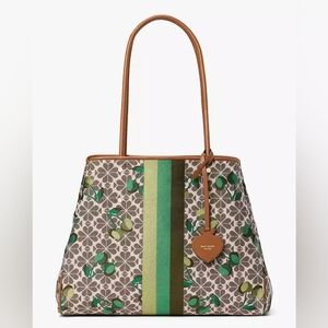 Kate Spade Spade Flower Jacquard Everything Cherry Tricolor Stripe Large Tote